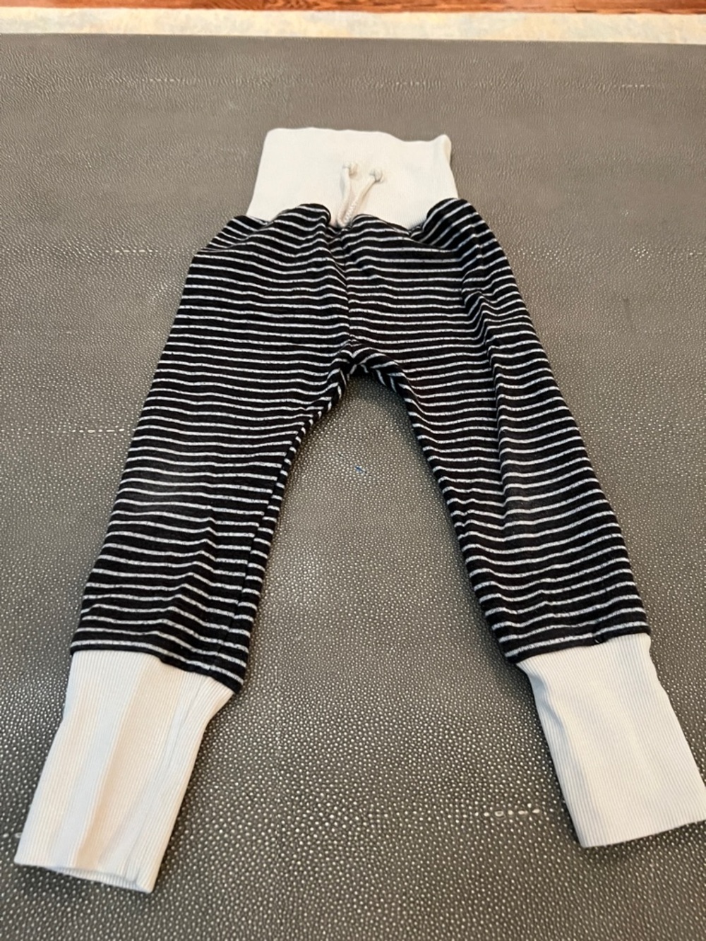 Striped Black & White Kids Lounge Pants with White Cuffs
